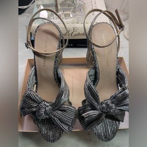 Loeffler Randall Dark Silver Camellia Knot Sandals with size 8.5. Worn once!